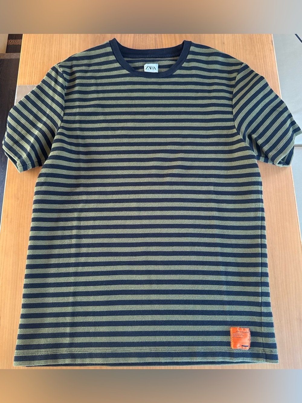 Zara Heavy Knit Men’s Striped Shirt Sleeve Crewneck Shirt SZ L